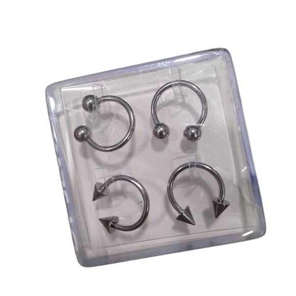 ‼️🎉[B321] NEW 4 PC Stainless Steel Body Jewel 14G Horseshoe Nose Rings - Picture 1 of 2
